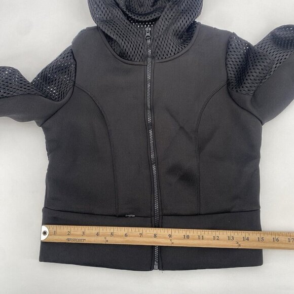 90 DEGREE Reflex Size Small Black Fishnet Scuba Full Zip Hooded Jacket Cropped - Picture 8 of 13